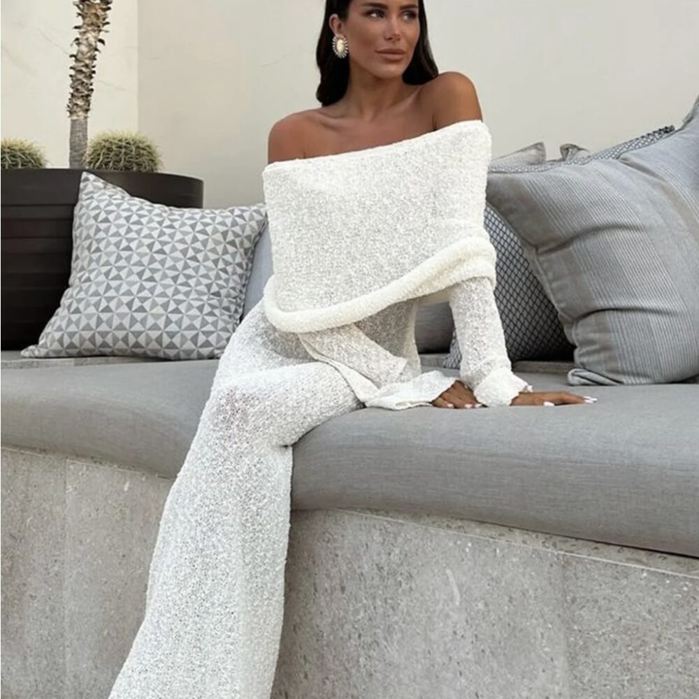 Marisol Off Shoulder Boucle Maxi Dress