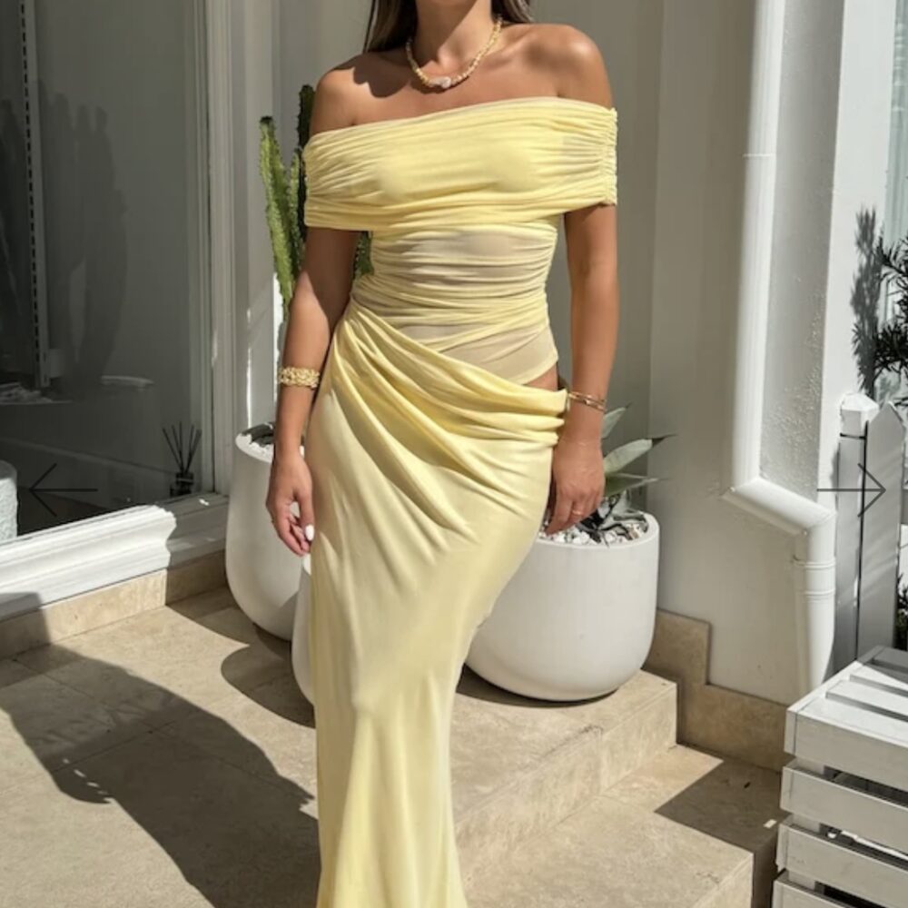 Nico Off Shoulder Maxi Dress in Butter