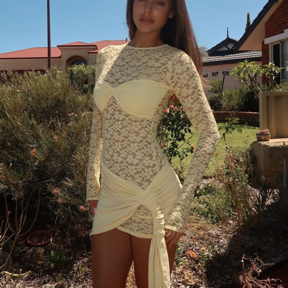 Ortigia Mini Dress in Baby Yellow