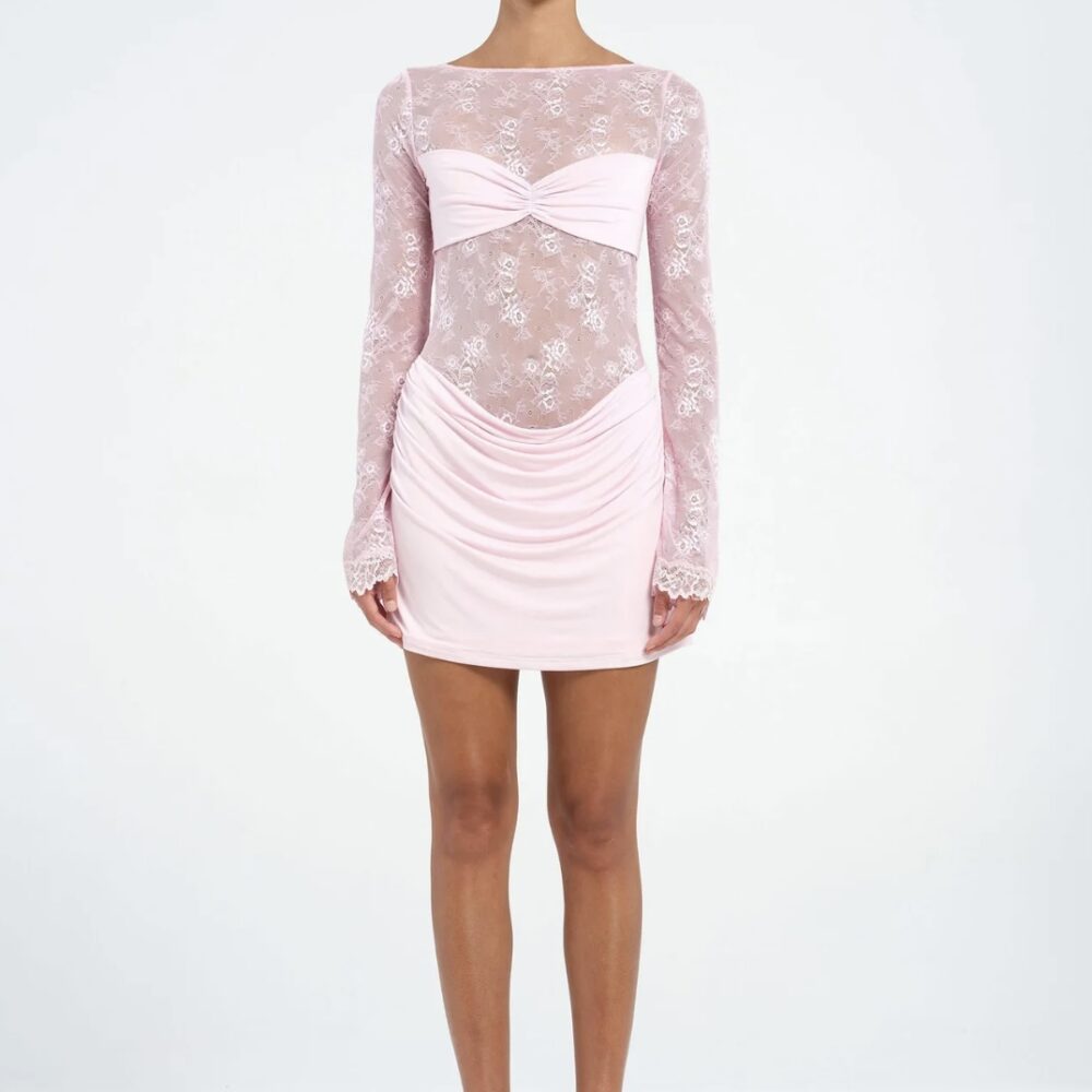 Oskar Mini Dress in Baby Pink
