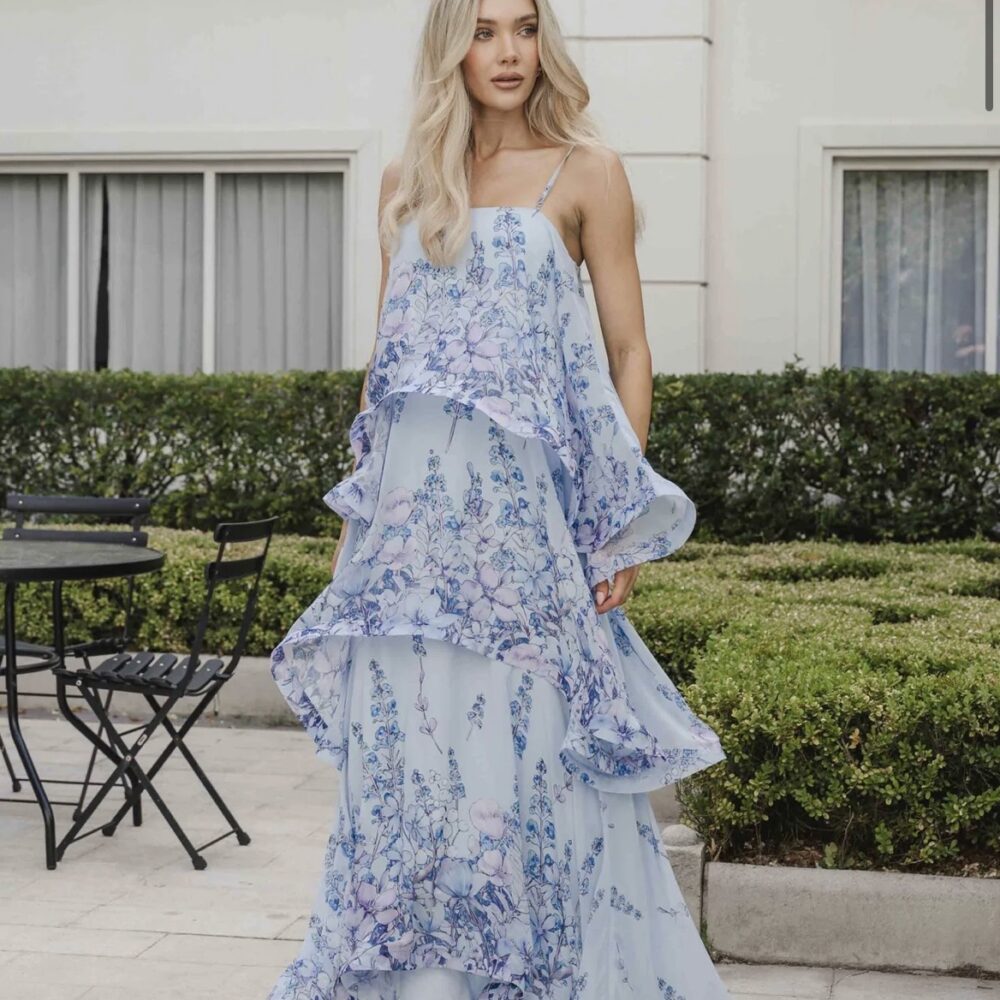 Elliatt - Armani Tiered Maxi Dress in Baby Blue