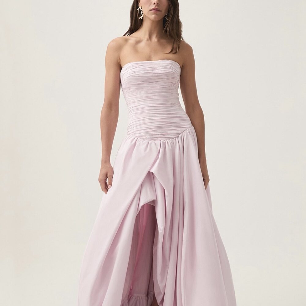 Aje - Violette Bubble Hem Maxi Dress in Pastel Pink