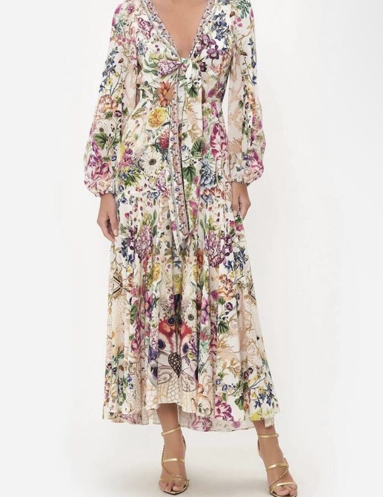 Camilla -Queens Bee Hive Floral Long Wrap Dress Blouson Maxi